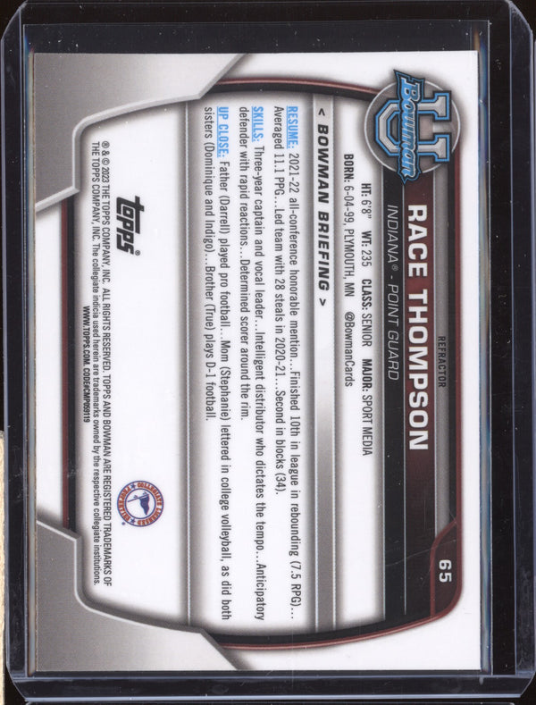 Race Thompson 2022-23 Bowman University Chrome 65 Refractor RC