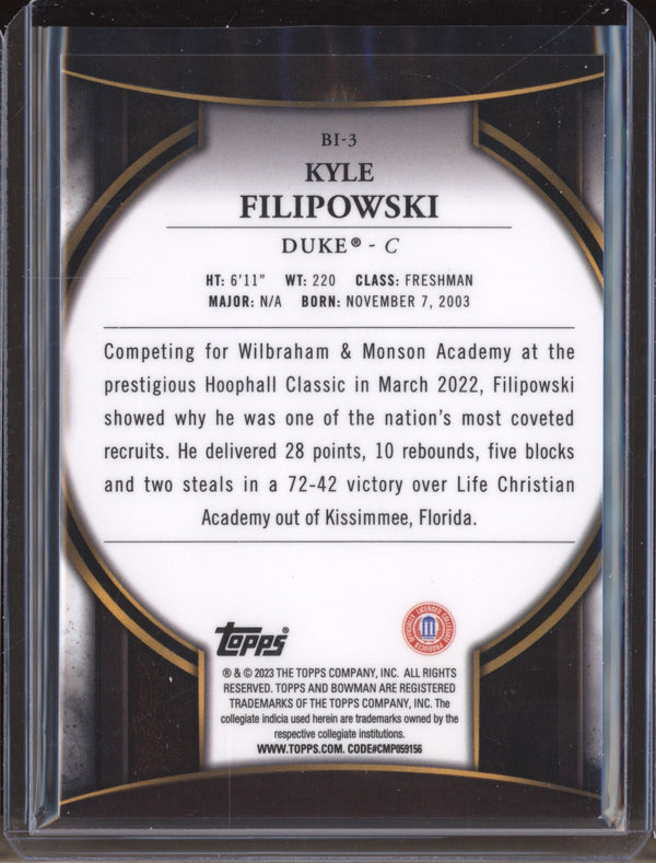 Kyle Filipowski 2022-23 Bowman University Chrome BI-3 Invicta RC