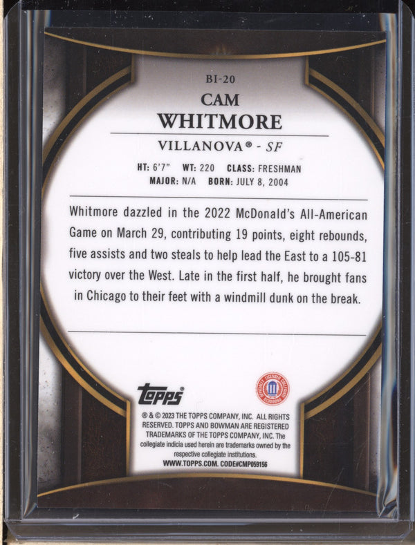 Cam Whitmore 2022-23 Bowman University Chrome BI-20 Invicta RC