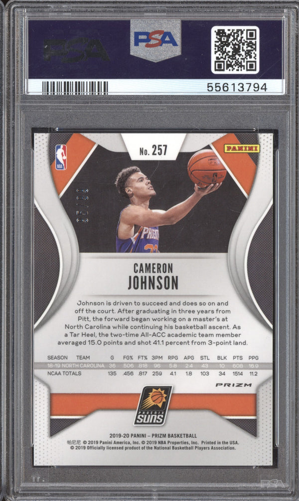 Cameron Johnson 2019-20 Panini Prizm 257 Blue Cracked Ice RC 95/99 PSA 9