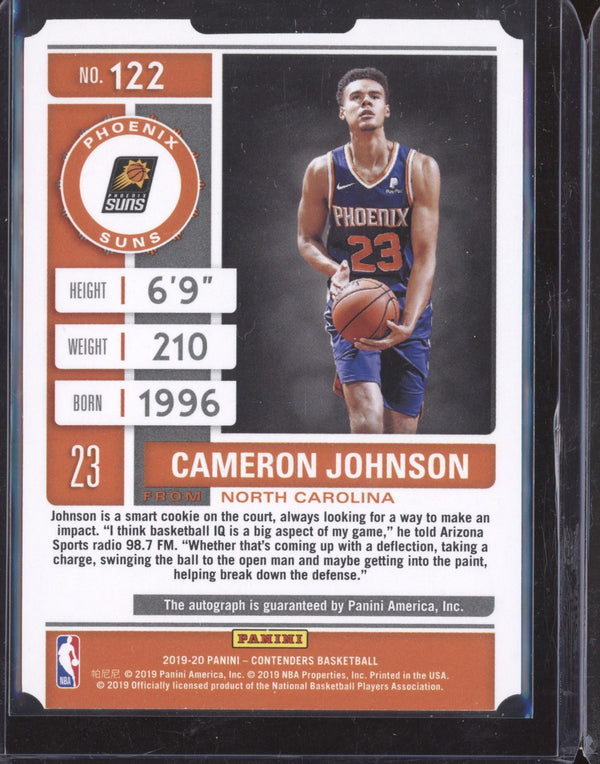 Cameron Johnson 2019-20 Panini Contenders 122 Rookie Ticket Stub Auto RC 18/23