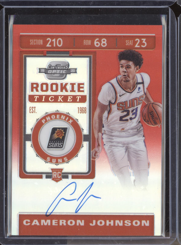 Cameron Johnson 2019-20 Panini Contenders Optic Rookie Ticket Auto Red RC 72/99