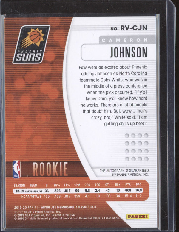 Cameron Johnson 2019-20 Panini Absolute Rookie Auto Variation Green RC 4/5