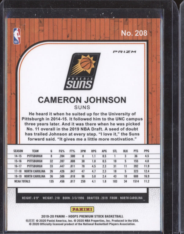 Cameron Johnson 2019-20 Panini Hoops Premium Stock 208 Flash RC