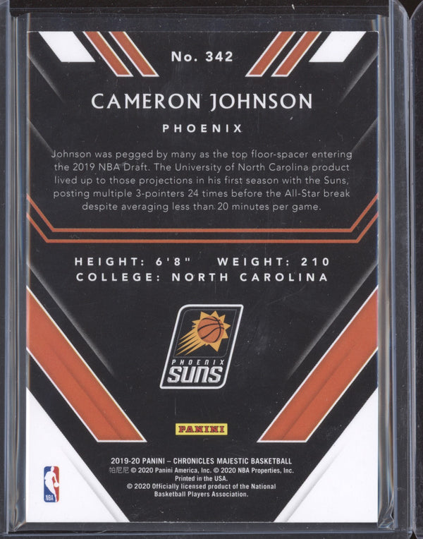 Cameron Johnson 2019-20 Panini Chronicles 342 Majestic Red RC 67/149