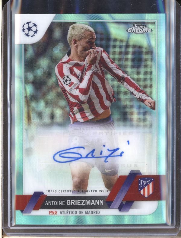 Antoine Griezmann 2022-23 Topps Chrome UEFA CA-GN Aqua Lava Auto