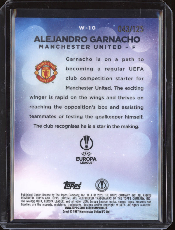 Alejandro Garnacho 2022-23 Topps Chrome UEFA W-10 Wonderkids Yellow RC 43/125