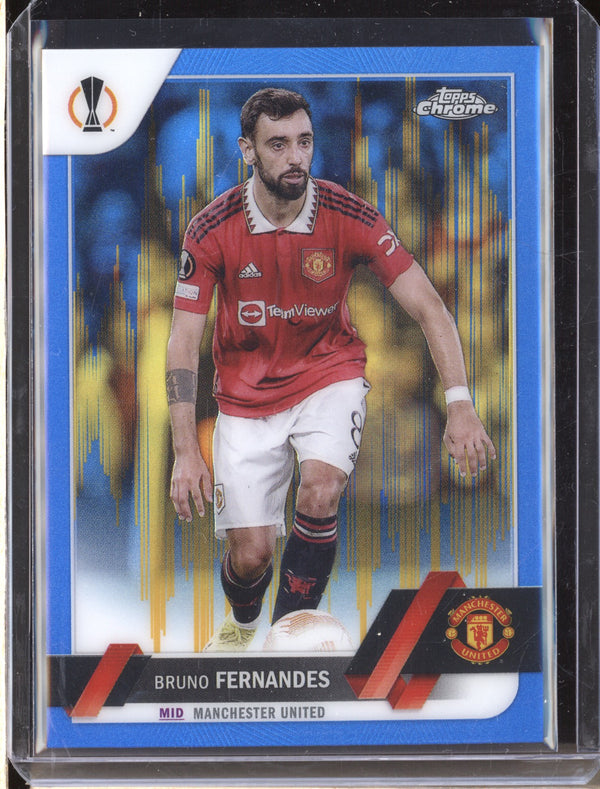 Bruno Fernandes 2022-23 Topps Chrome UEFA 8 Blue & Gold Seismic 32/75