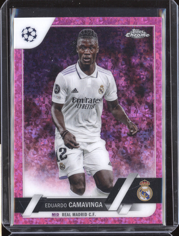 Eduardo Camavinga 2022-23 Topps Chrome UEFA 12 Pink Mini Diamond 6/175