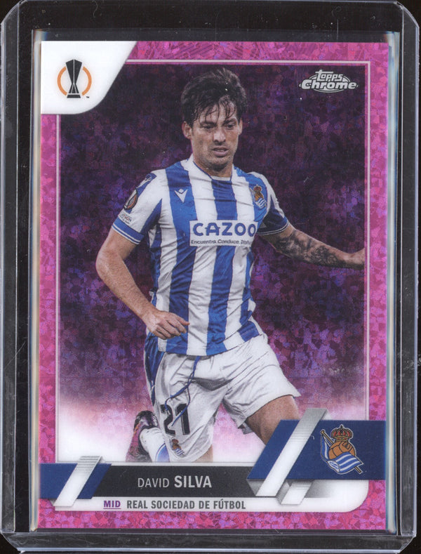 David Silva 2022-23 Topps Chrome UEFA 154 Pink Mini Diamond 72/175