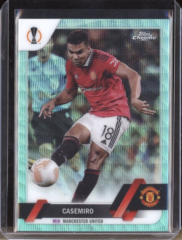 Casemiro 2022-23 Topps Chrome UEFA 64 Aqua Wave 129/199