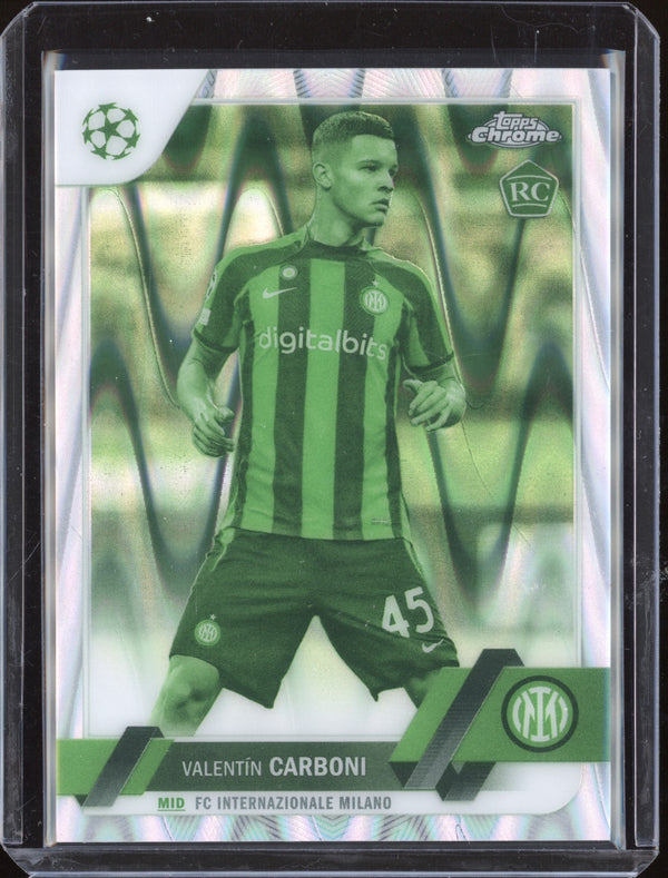 Valentin Carboni 2022-23 Topps Chrome UEFA 6 Night Vision Ray Wave RC 137/225