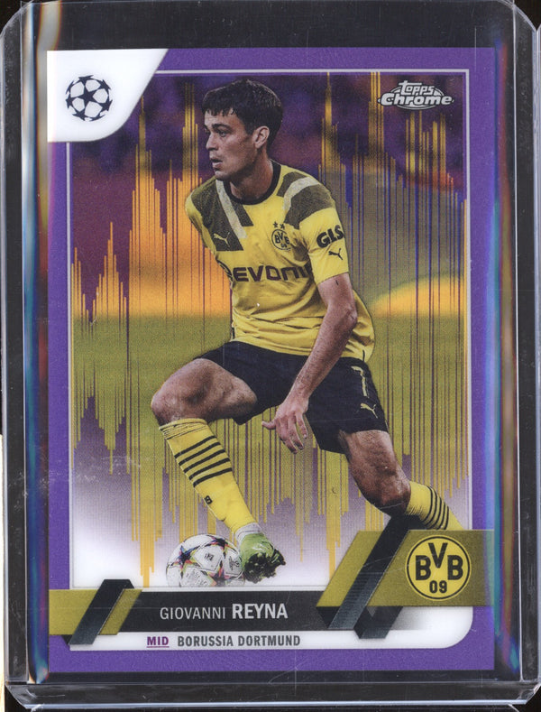 Giovanni Reyna 2022-23 Topps Chrome UEFA 69 Purple & Gold Seismic