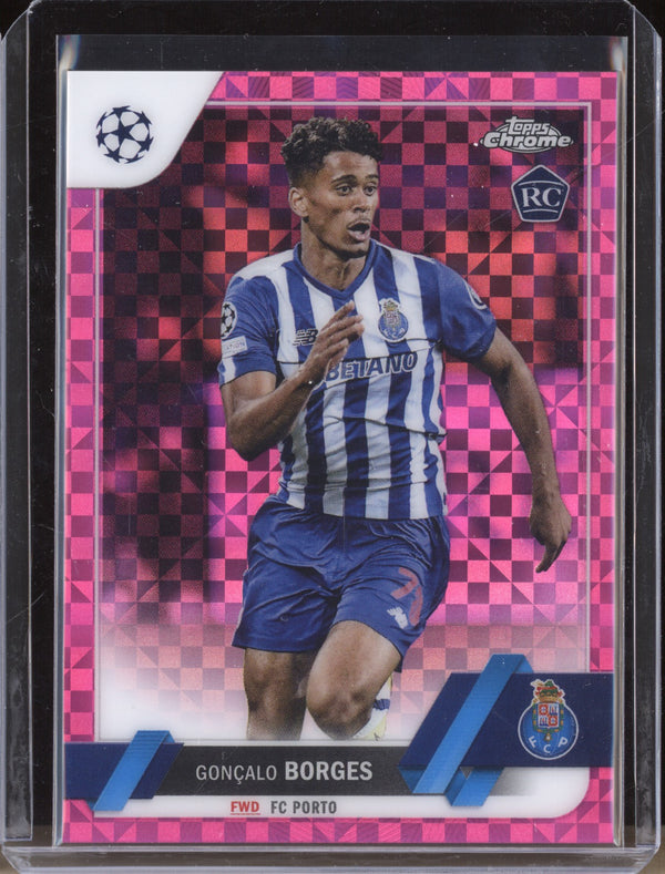 Goncalo Borges 2022-23 Topps Chrome UEFA 134 Pink X-Fractor RC 26/250