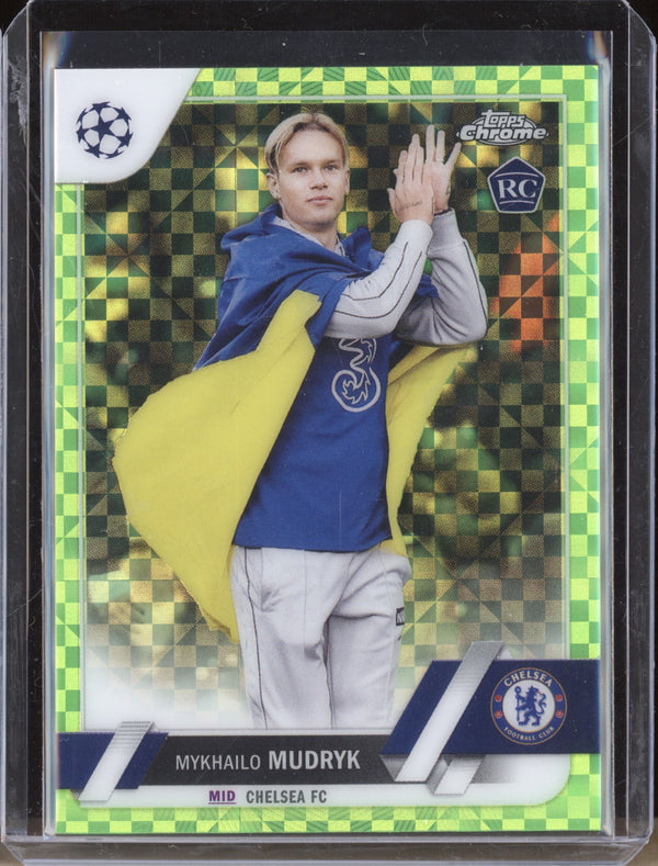 Mykhailo Mudryk 2022-23 Topps Chrome UEFA 52 Neon Green X-Fractor RC 167/399