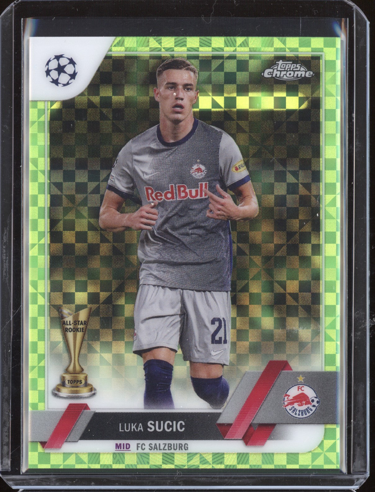 Luka Sukic 2022-23 Topps Chrome UEFA 95 Neon Green X-Fractor 57/399