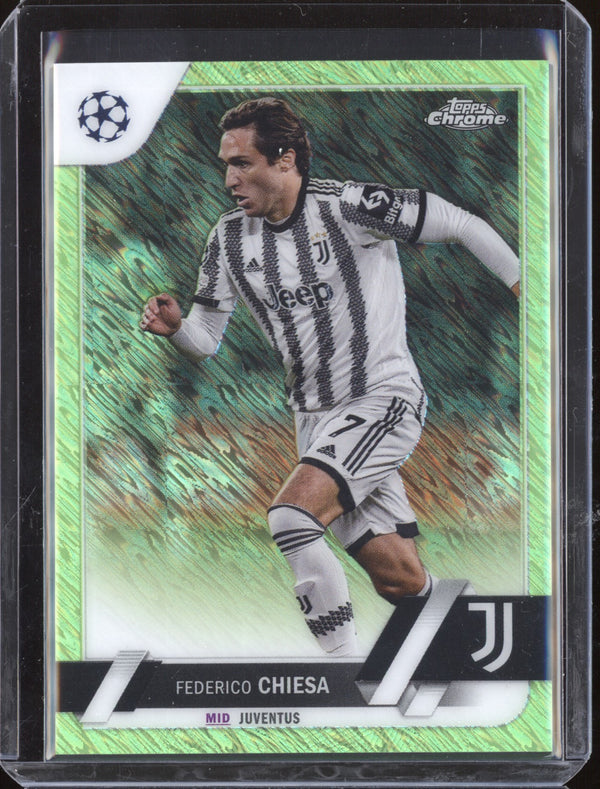 Federico Chiesa 2022-23 Topps Chrome UEFA 83 Neon Green Shimmer 63/399