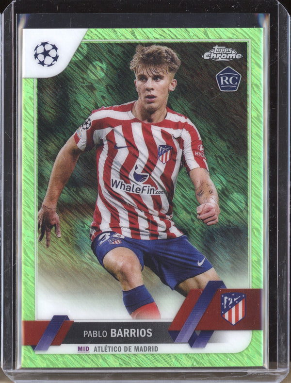 Pablo Barrios 2022-23 Topps Chrome UEFA 157 Neon Green Shimmer RC 143/399