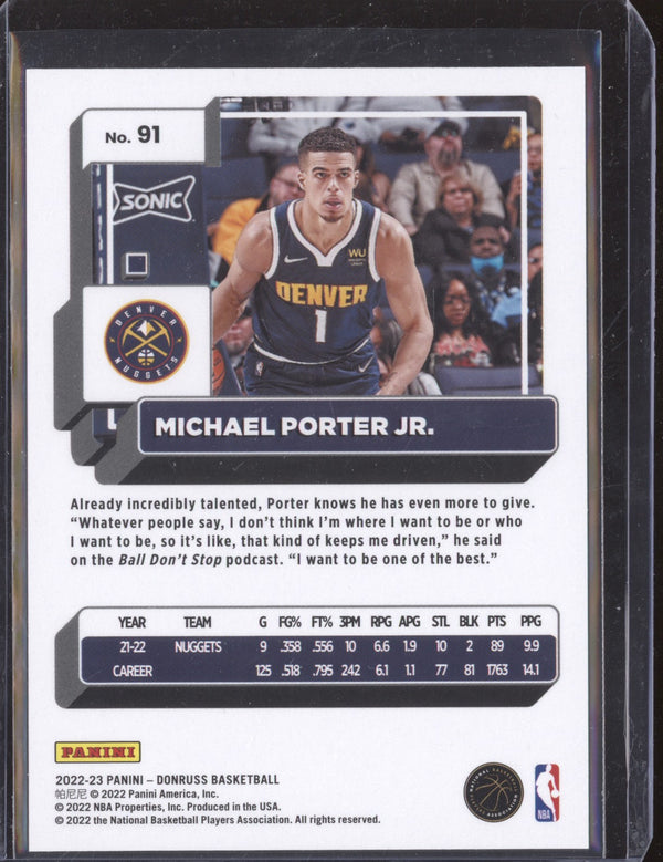 Michael Porter Jr 2022-23 Panini Donruss 91 Purple Press Proof 78/199