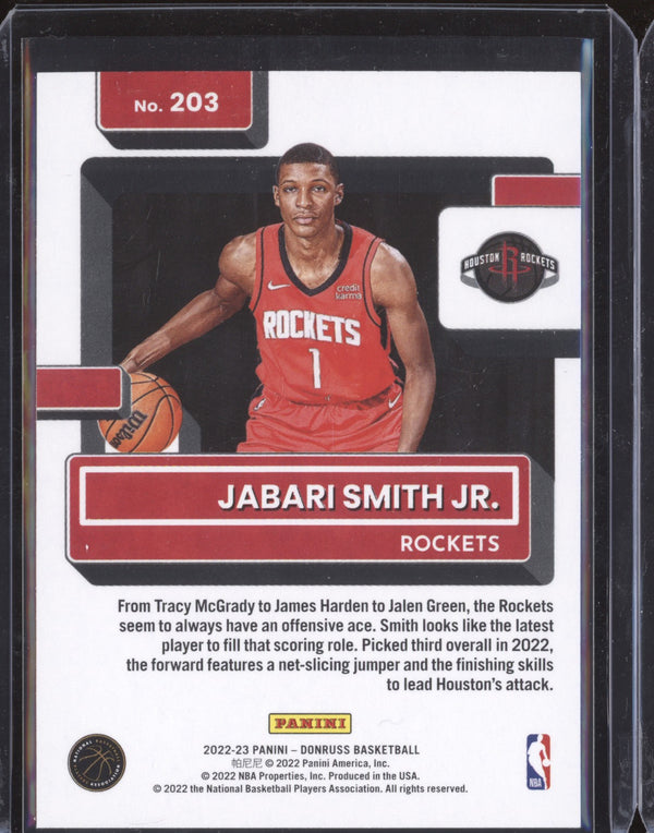 Jabari Smith Jr 2022-23 Panini Donruss 203 RC