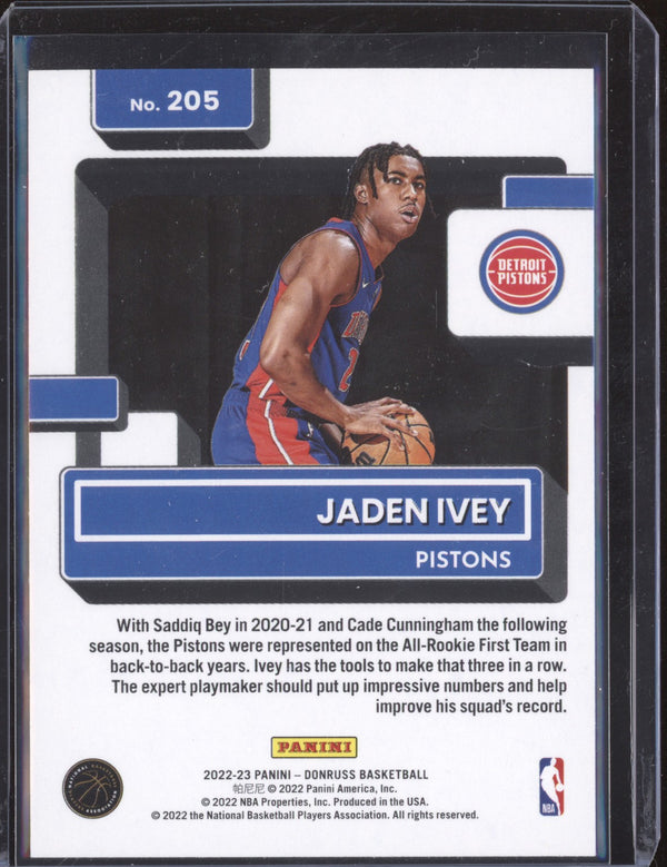 Jaden Ivey 2022-23 Panini Donruss 205 RC