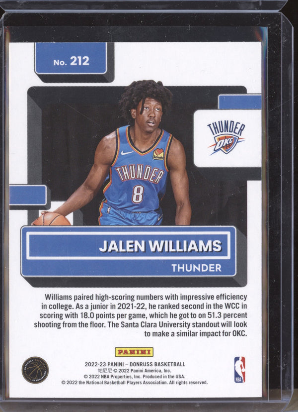 Jalen Williams 2022-23 Panini Donruss 212 RC