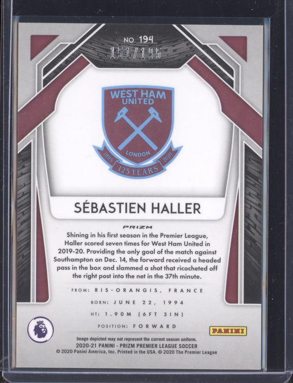 Sebastien Haller 2020-21 Panini Prizm EPL 194 Breakaway Blue 151/195