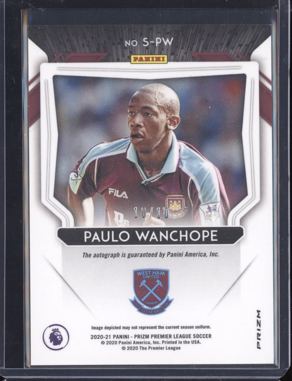 Paulo Wanchope 2020-21 Panini Prizm EPL S-PW Signatures Breakaway Gold 10/10