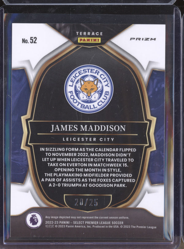 James Maddison 2022-23 Panini Select Premier League 52 Terrace Zebra 20/25