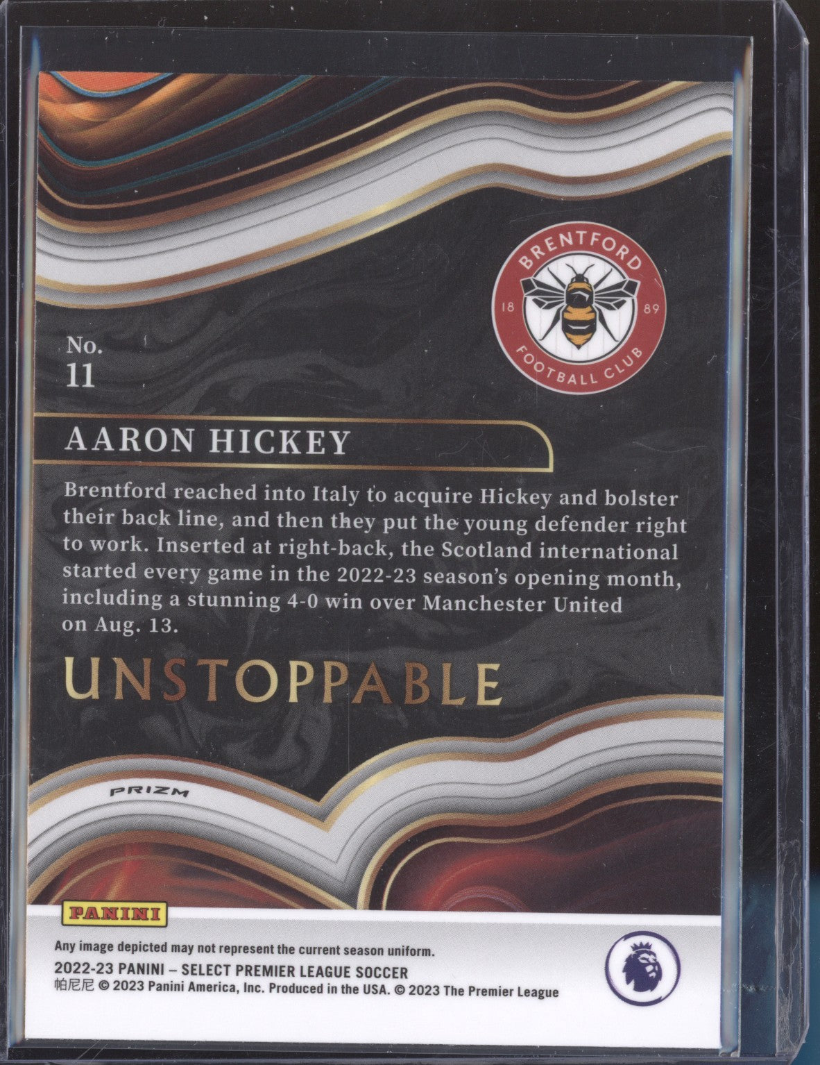 Aaron Hickey 2022-23 Panini Select Premier League 11 Unstoppable Silver