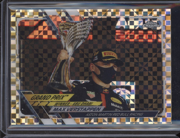 Max Verstappen 2021 Topps Chrome Formula One 154 Gold Checker Flag 13/50