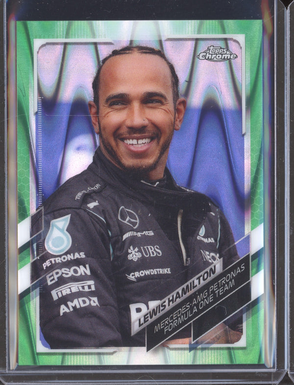 Lewis Hamilton 2021 Topps Chrome Formula One 50 Green Ray Wave 01/99