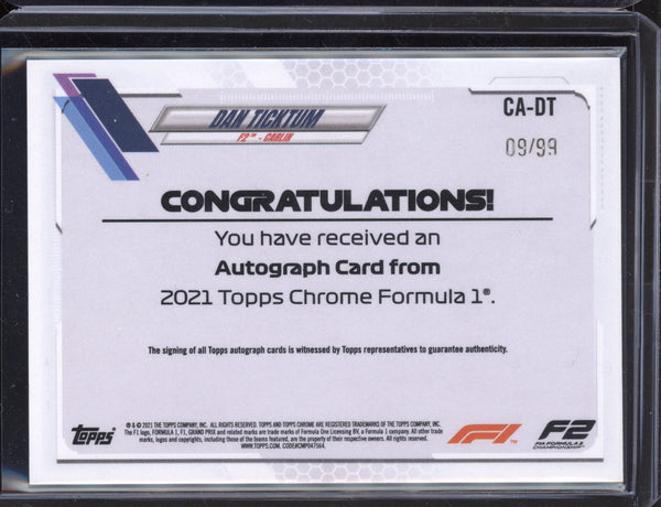 Dan Ticktum 2021 Topps Chrome Autograph Green 09/99