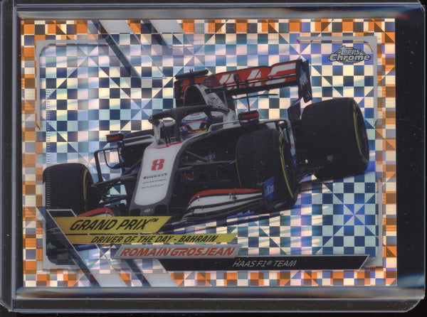 Romain Grosjean 2021 Topps Chrome Formula One 157 Orange Checker Flag 23/25