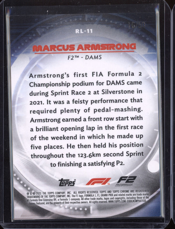 Marcus Armstrong 2021 Topps Chrome Gold Refractor  16/50