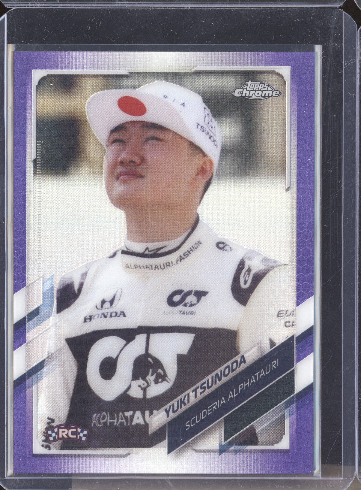 Yuki Tsunoda 2021 Topps Chrome Formula One 49 Purple RC 277/399