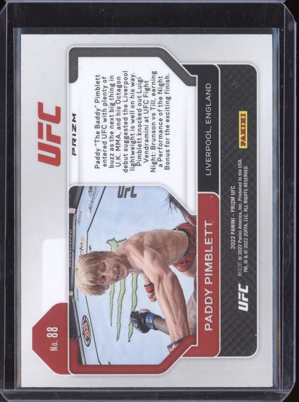 Paddy Pimblett 2022 Panini Prizm UFC 88 Green RC