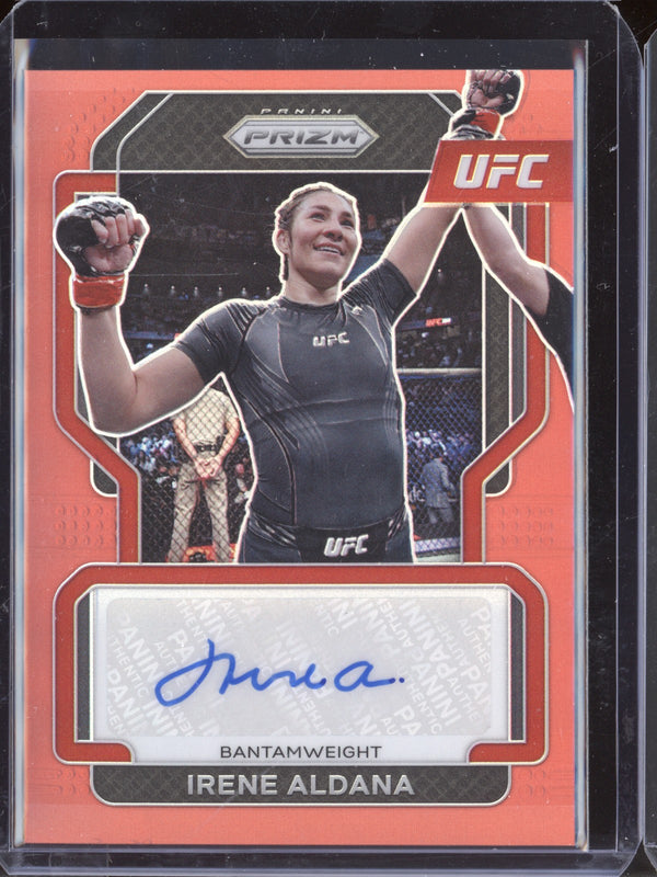 Irene Aldana 2022 Panini Prizm UFC SG-IAD Signatures Red 35/99