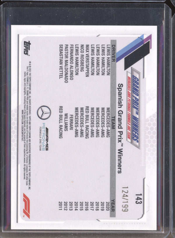 Lewis Hamilton 2021 Topps Chrome Formula One 143 Purple Checker Flag 124/199