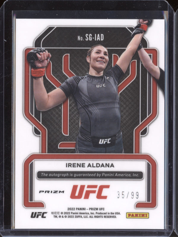 Irene Aldana 2022 Panini Prizm UFC SG-IAD Signatures Red 35/99