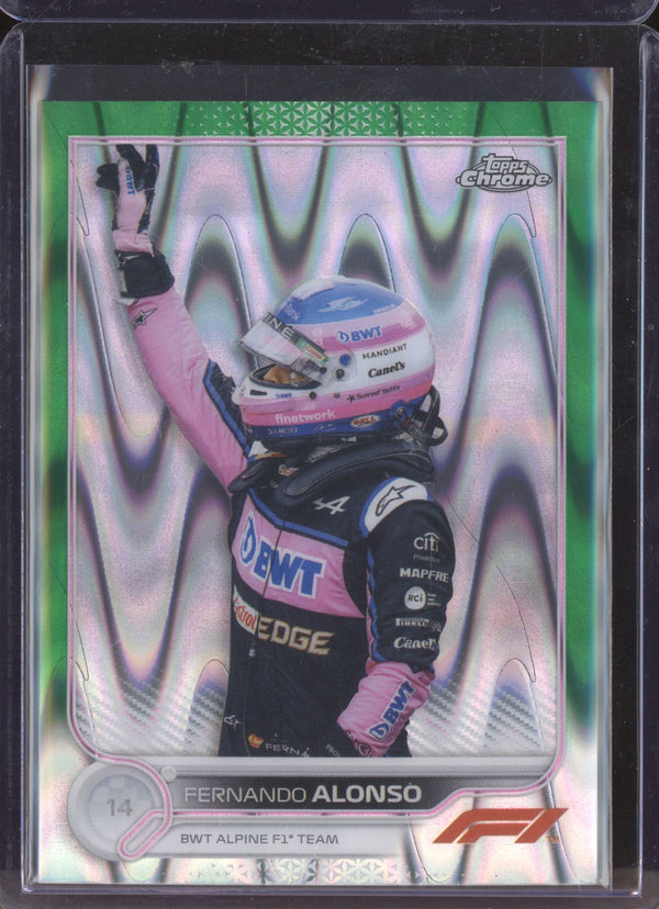 Fernando Alonso 2022 Topps Chrome Formula 1 14 Green Raywave 77/99