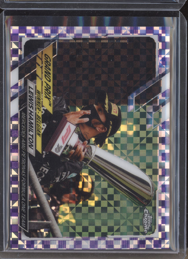 Lewis Hamilton 2021 Topps Chrome Formula One 144 Purple Checker Flag 129/199