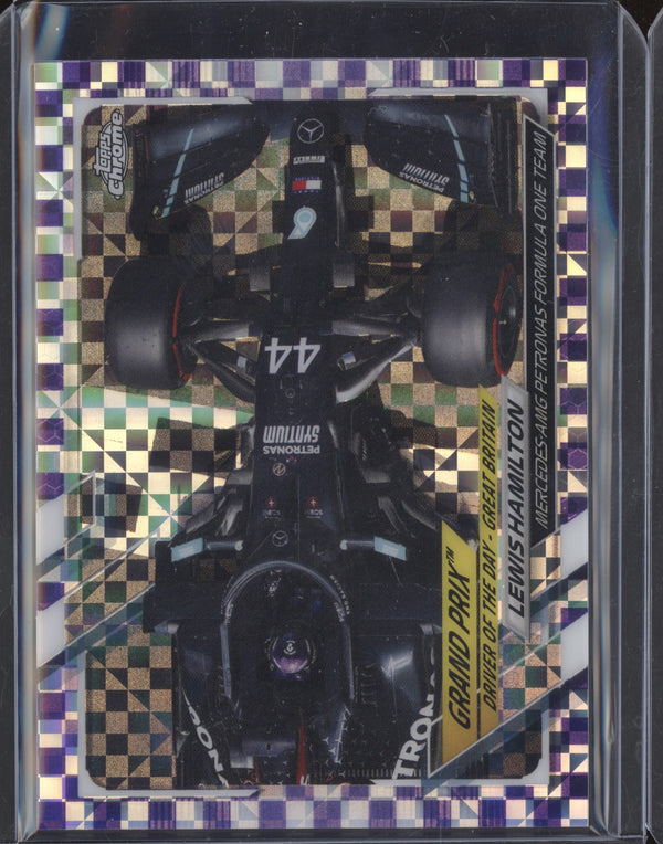 Lewis Hamilton 2021 Topps Chrome Formula One 166 Purple Checker Flag 115/199