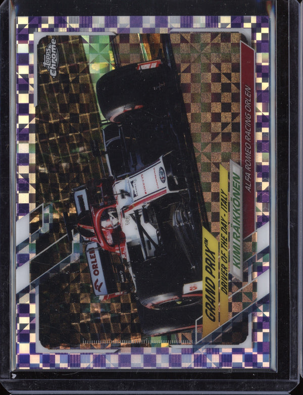 Kimi Raikkonen 2021 Topps Chrome Formula One Purple Checker Flag 156/199