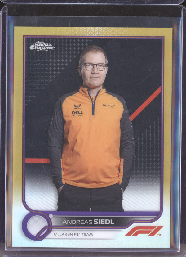 Andreas Siedl 2022 Topps Chrome Formula One 104 Gold Purple Refractor