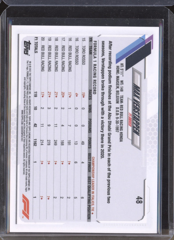 Max Verstappen 2021 Topps Chrome Formula One 48 Checker Flag