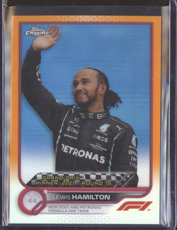 Lewis Hamilton 2022 Topps Chrome Formula One 165 Orange Red Refractor