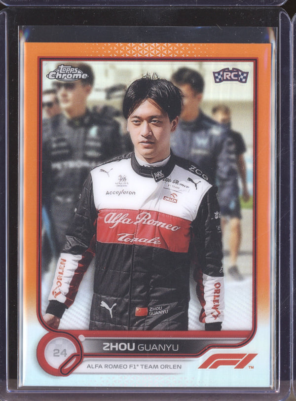 Zhou Guanyu 2022 Topps Chrome Formula One 68 Orange Red Refractor RC