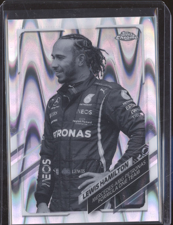 Lewis Hamilton 2021 Topps Chrome Formula One 40 Black White Ray Wave