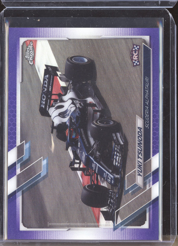 Yuki Tsunoda 2021 Topps Chrome Formula One 109 Purple RC 154/399